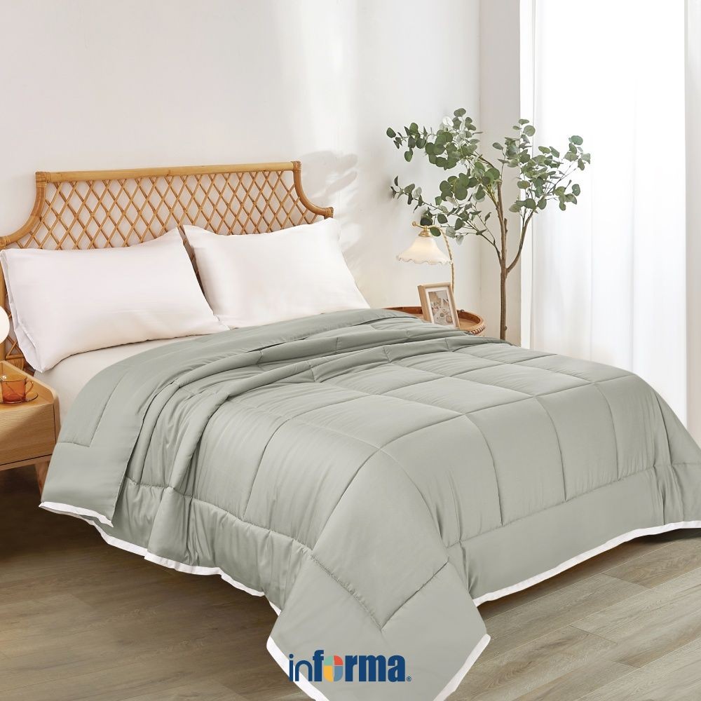 Informa Bed Cover Bambu Abu Muda King Queen Single 260x230 240x210 160x210 Selimut Tebal Bedcover Se