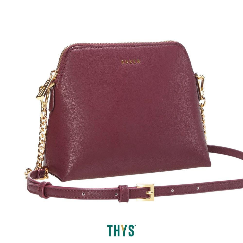 Susen Tas Wanita Basic Sling Chain Bag Red Wine