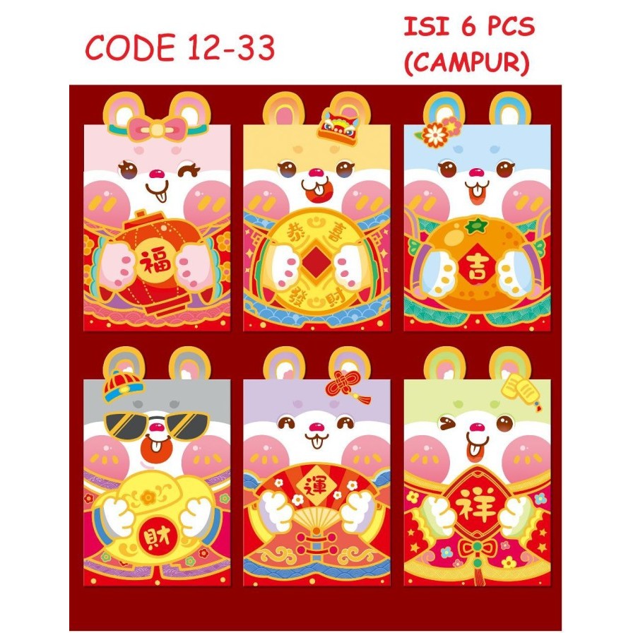 

ANGPAO 3D ISI 6 CUTE RABBIT IMLEK 2023 sincia angpau lucu murah tebal - 12-33