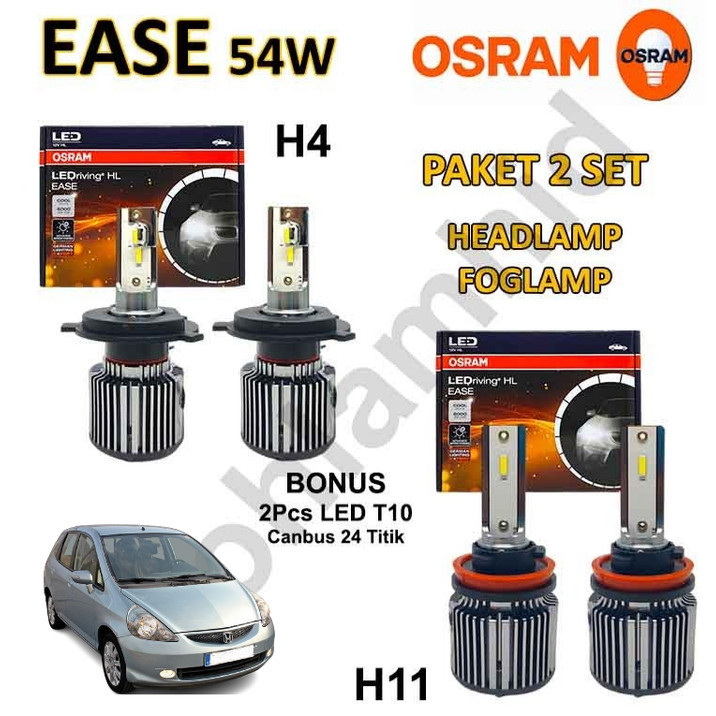 Paket 2 Set Lampu LED Jazz GD, GE8, Jazz RS OSRAM LEDriving HL EASE Headlamp dan Foglamp