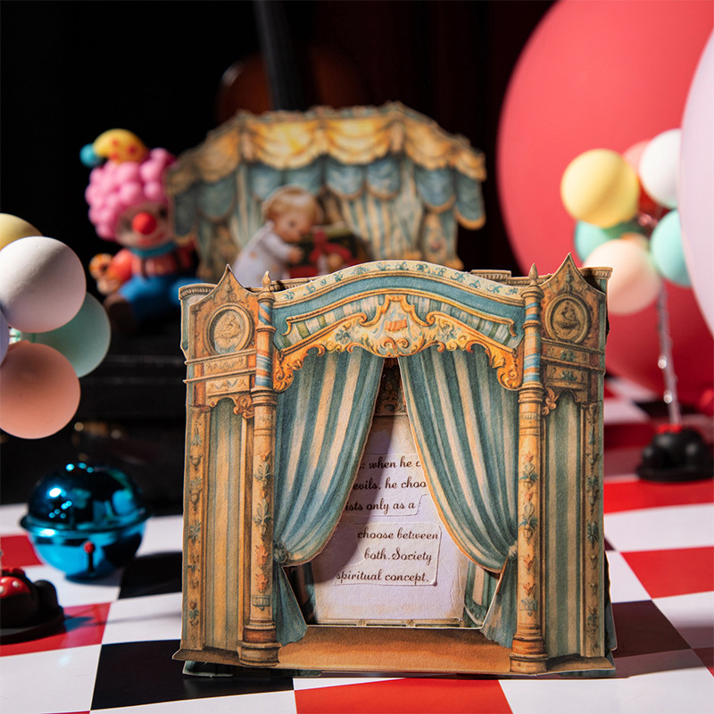 

Yoofun 10pcs/lot Creative Opera Stage Vintage Window Hollow Hard Card Collage Material Paper Creative DIY Journal Decor Paper