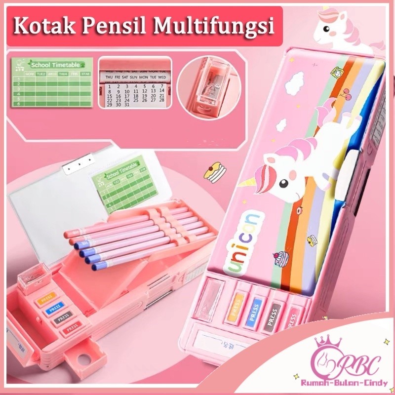 

【Penjual Lokal】Tempat Pensil Multifungsi Motif Unicorn / Dinosaurus / Astronot Untuk Anak Tk/Kotak Pensil Pola Kartun Lapisan Ganda dengan Rautan Kapasitas Tinggi Kotak Alat Tulis