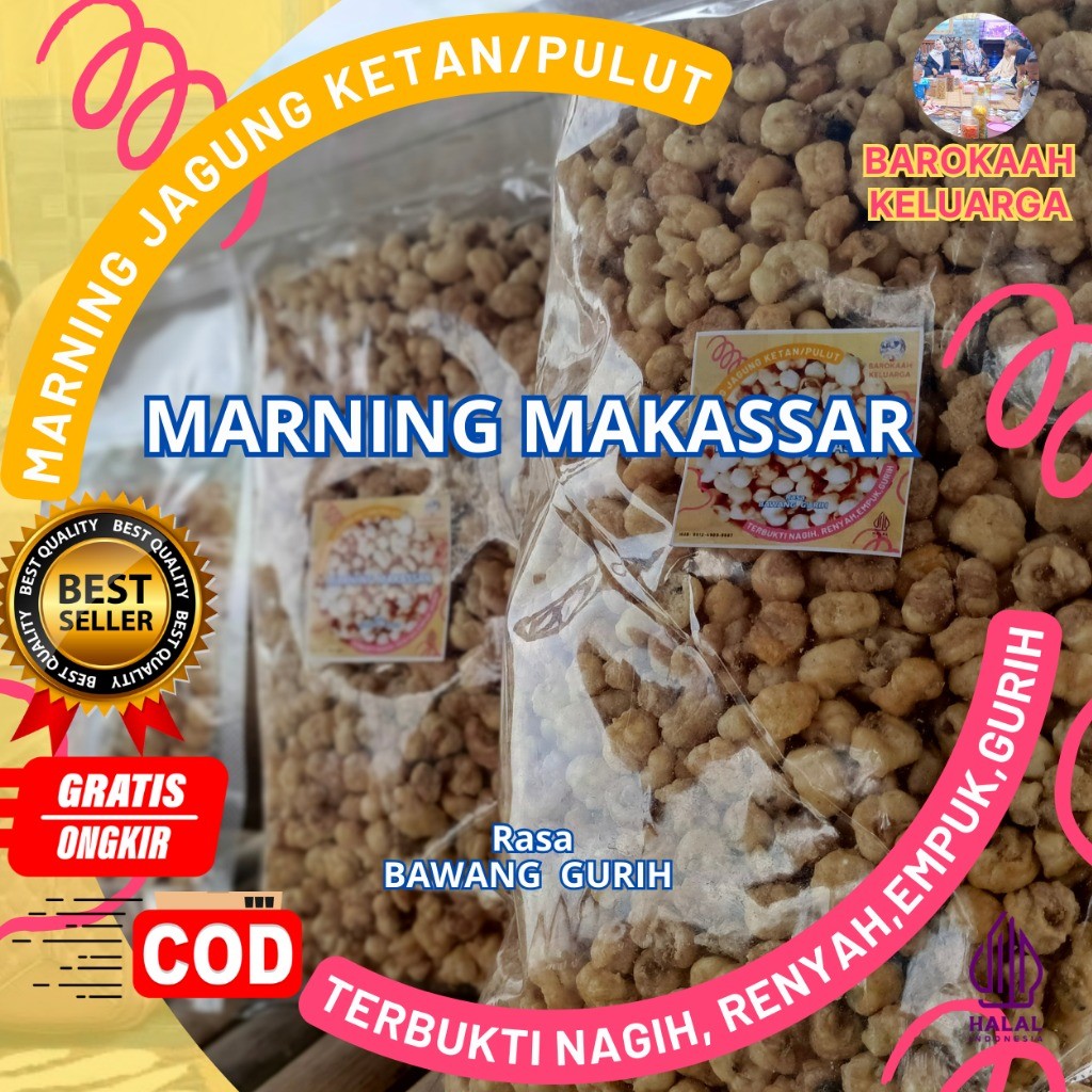 

Marning jagung ketan Super duper Empuk terbuat dari jagung Ketan Putih Asin Bawang Gurih 100gr, 250gr 500gr 1KG /kiloan Gurih Renyah harga spesial / Jagung Marning ketan Asin / Marneng Jagung Makassar Original Asin gurih