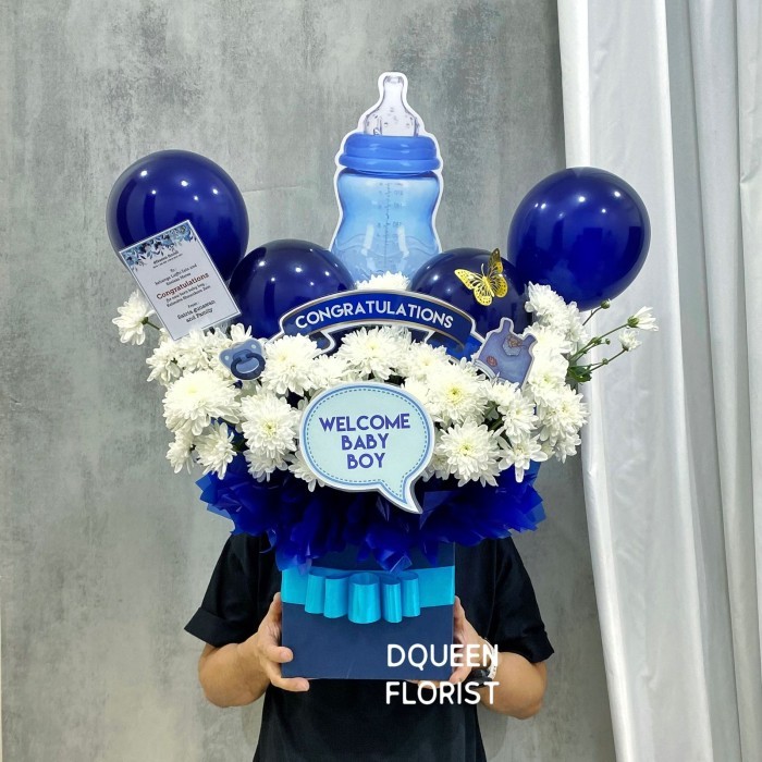 

New Collection Dqueen Florist - Bunga Box New Born Baloom Balon Baby Hampers