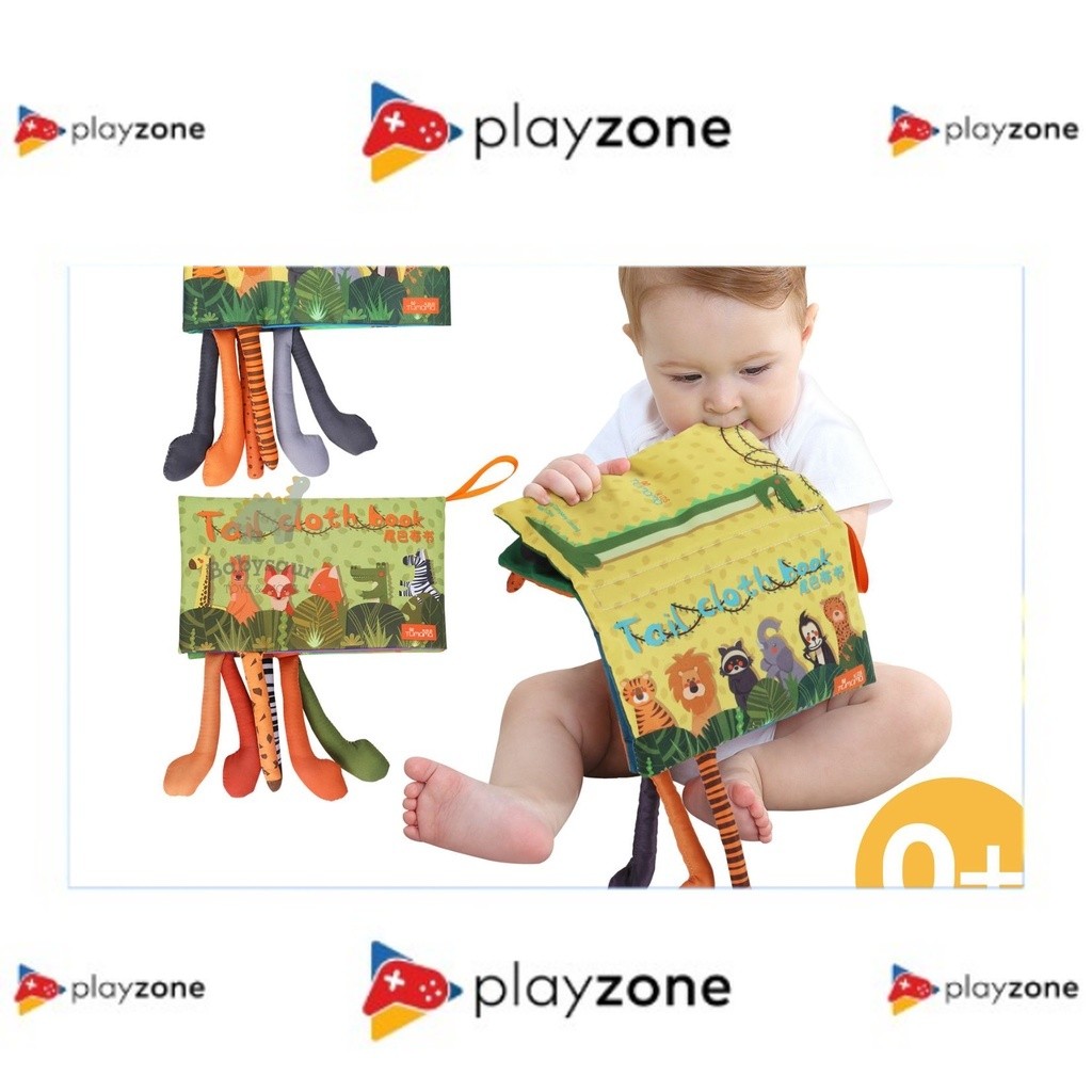 Animal Tail 3D Cloth Book Mainan Buku Kain Ekor Binatang Hewan Edukasi Anak Bayi0 3 6 9 12 Bulan