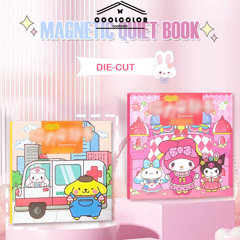 

COD❤️Buku Tenang Magnetik Kartun Stiker Seri Sanrio Bebas Potong Buku Stiker Magnetik Lucu Anak Perempuan-Cl