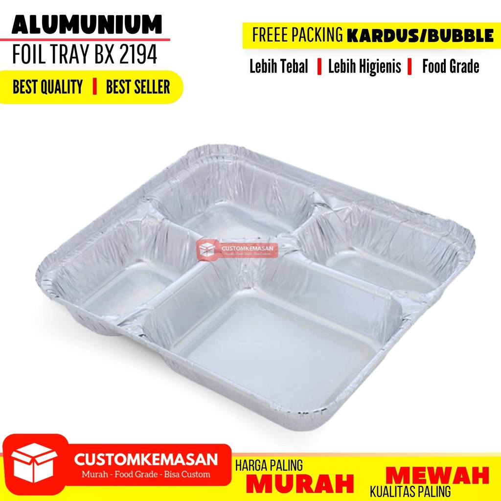 Alumunium Foil Tray Bento Sekat  BX 2194 / Alumunium Foil Tray Bento /  Alumunium Foil Tray BX 2194 