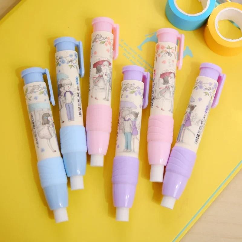 

Pressing Cartoon Pencil Pen Type Cute Eraser Replaceable Rubber Core School Student Rubber Eraser Kid Gifts Office Eraser