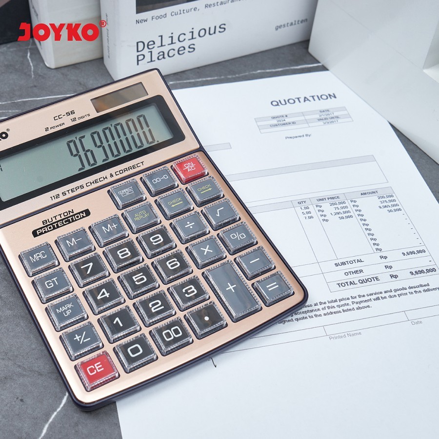 

KALKULATOR JOYKO CC-56 CHECK & CORRECT CALCULATOR ALUMUNIUM & PROTEKSI TOMBOL 12Digit Cek ulang CC56