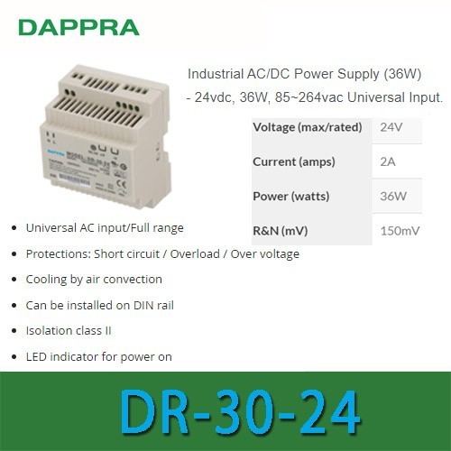 ELM99 DR-30-24 DR30-24 DR 30 24 AC DC Converter 24V DIN Switching Power PM20