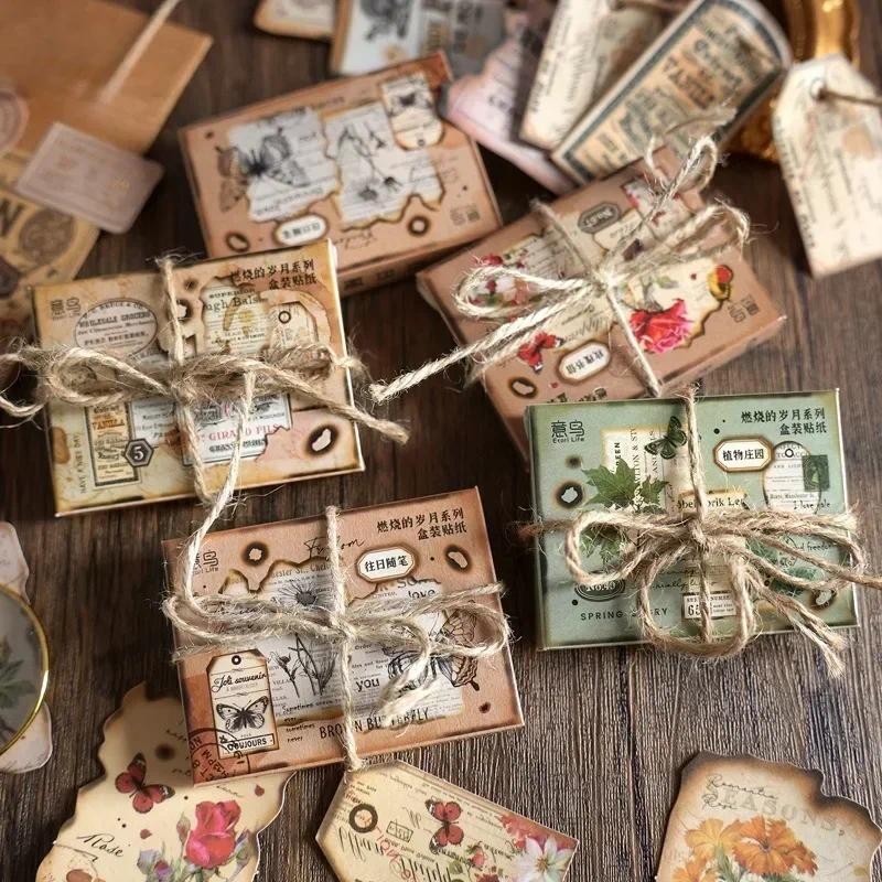 

40Pcs The Burning Years Series Decorative Stickers Scrapbooking Vintage Flower Letter Label Diary Album Phone Journal Planner