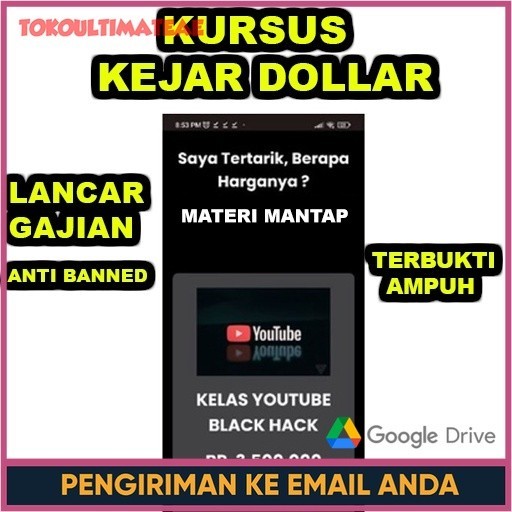 ECOURSE YOUTUBE KEJAR DOLLAR ADSENSE PIN MONETIZE TERMURAH