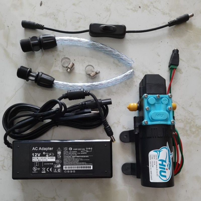 Set booster pump Water Heater Pompa DC HIU 100psi original adaptor 12V 6A pemanas air