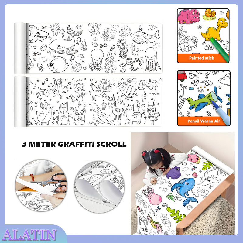 

Kertas Mewarnai Jumbo Anak / 3 METER Graffiti Scroll / Kertas Mewarnai Jumbo Dan Besar