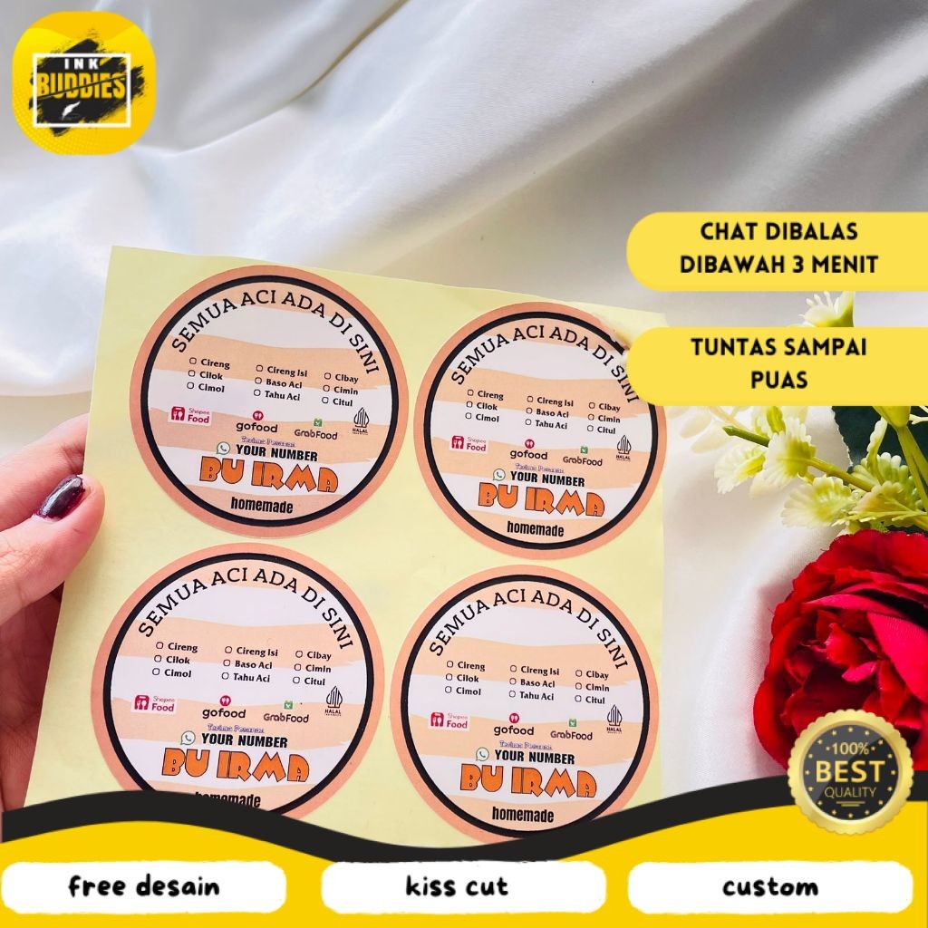 

INB 2-4 Cetak Stiker Label Kemasan Cireng Cilok Cibay Sticker Bulat Free Desain Custom Brand
