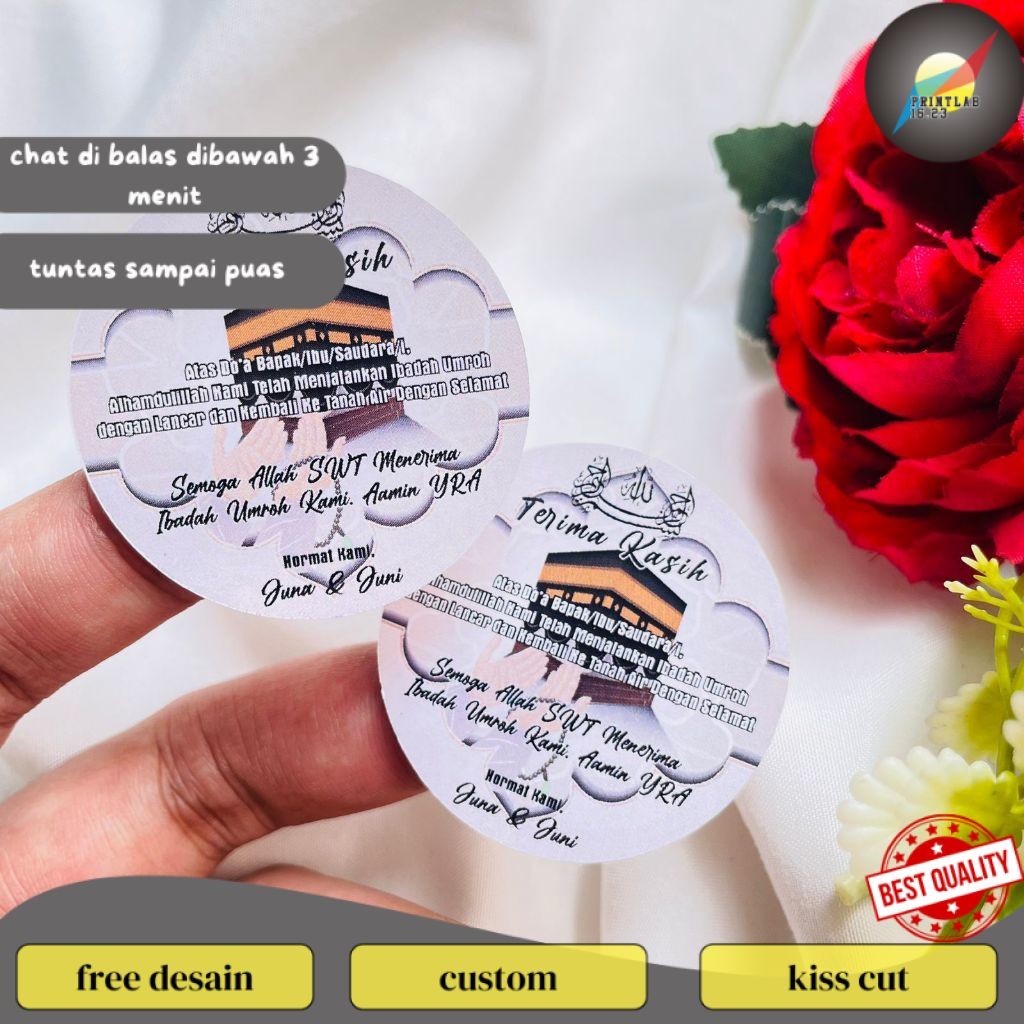 

PrintLab 2-4 Cetak Print Stiker Bulat Haji Umroh Sticker Label Custom Gift Hajj Murah Free Desain