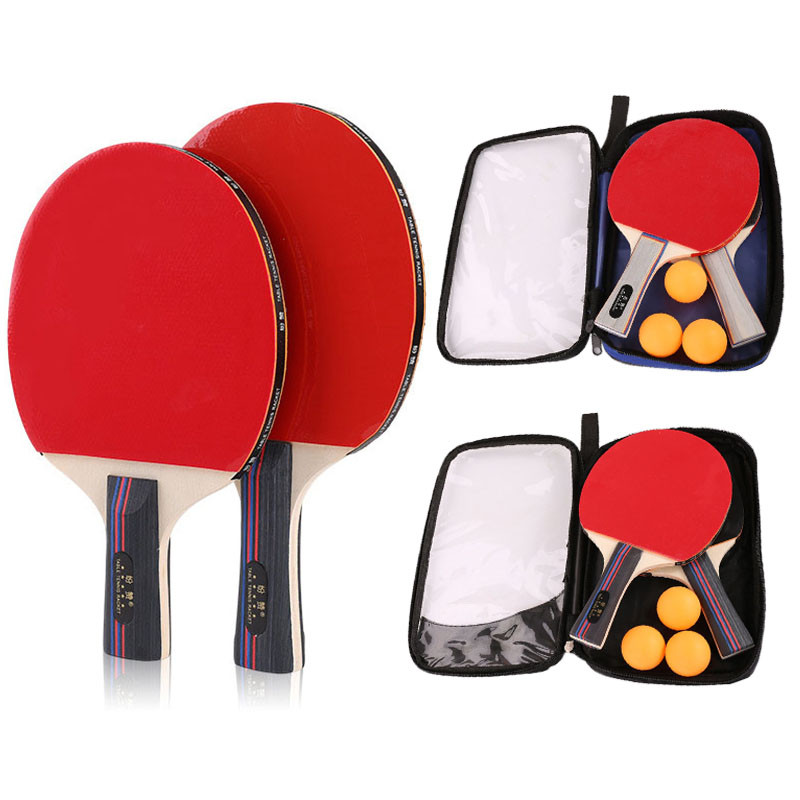 1Pair Table Tennis Rackets & 3 Balls Ping Pong Racket Professional Ping Pong Paddles Set With Bag Fo