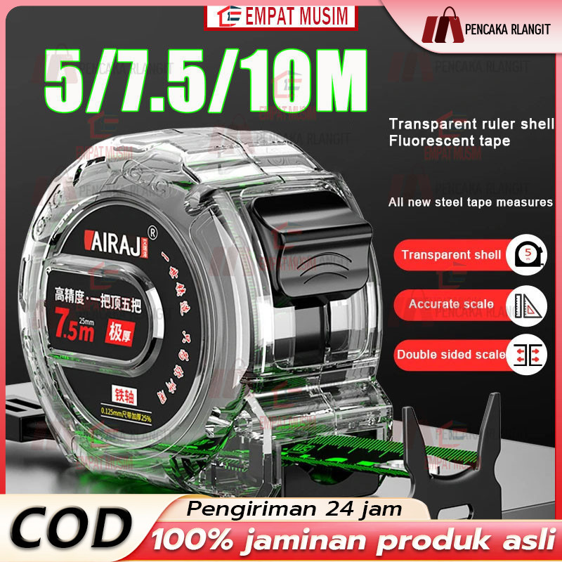 

Meteran Pengukur Anti Karat Meteran Gulung 10/7.5/5 Meter Tahan Banting Bahan Stainless Steel Tembus Pandang Rol Pengukur Murah/Meteran Baja Anti Karat Meteran Tukang Bangunan