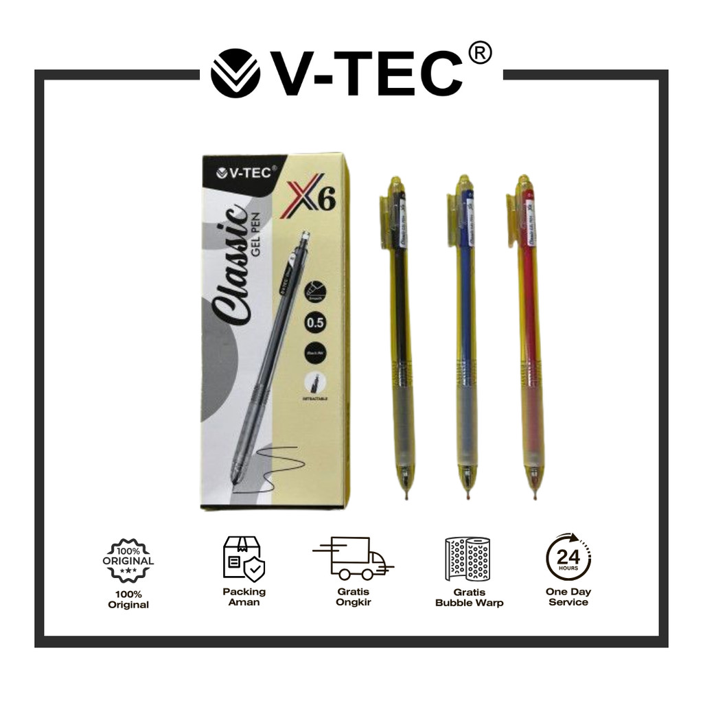 

V-TEC GEL PEN CLASSIC X6 0.5 MERAH PACK