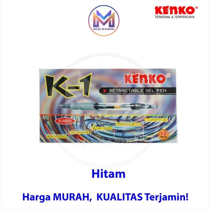 

BEST[PROMO] Pen Gel Kenko K1 Cetek / Pulpen Cair K-1 Hitam - Biru - Hitam