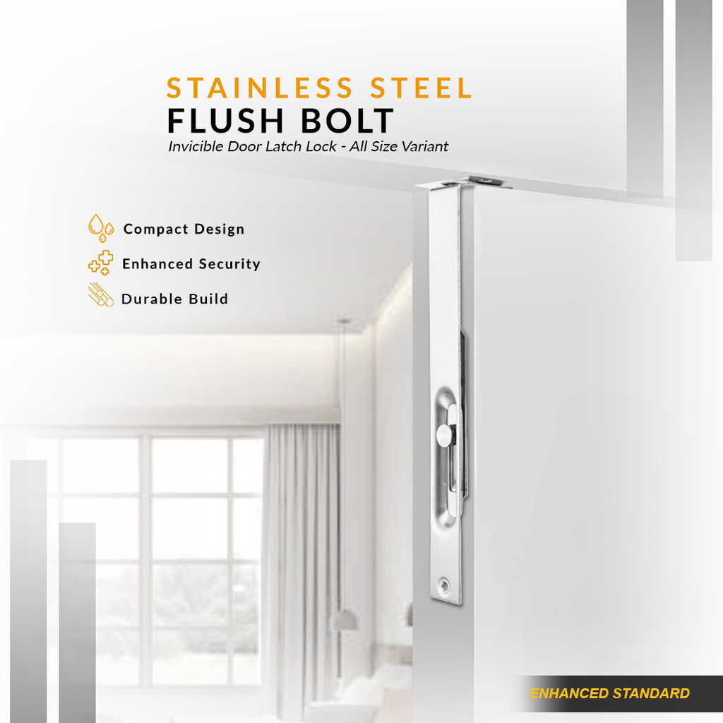 Grendel Tanam Pintu Kayu Rumah Flush Bolt Stainless Steel Kokoh