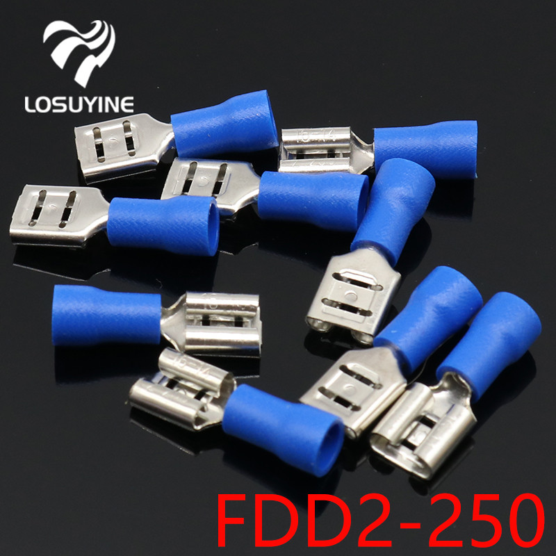 FDD2-250 Female Insulated Electrical Crimp Terminal for 1.5-2.5mm2 Connectors Cable Wire Connector 1