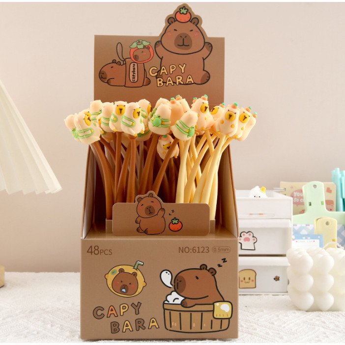 

Pulpen gel rubber rocker labubu capybara lucu