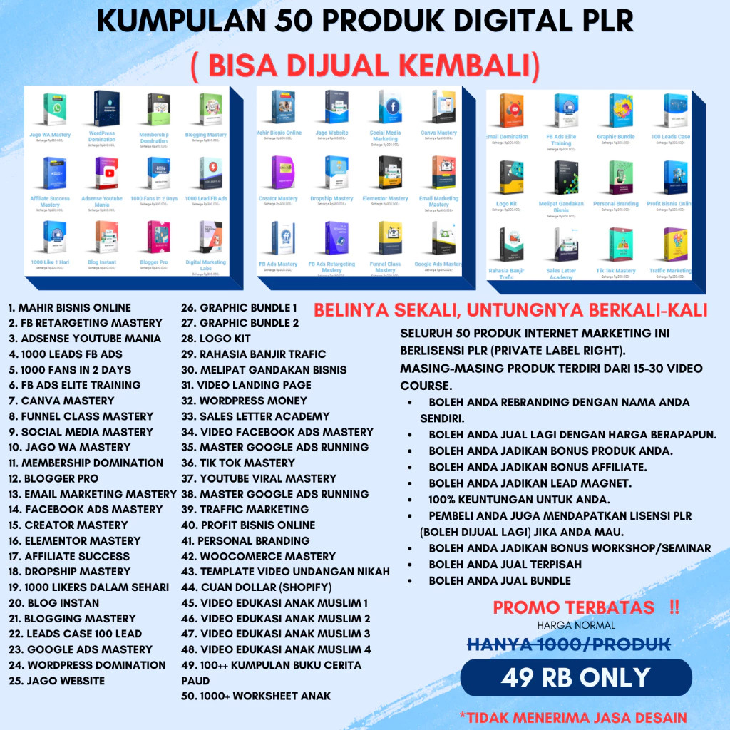 [NEW  100++ PLR PRODUK DIGITAL MARKETING - ECOURSE TEMPLATE