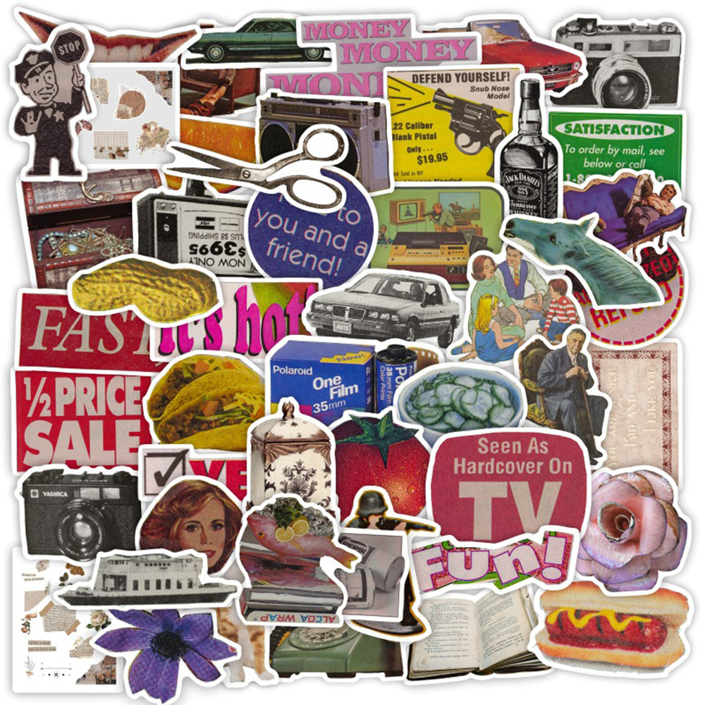 

10/30/50pcs Vintage Graffiti Stickers DIY Hand Account Old Retro Cartoon Decals Toy Phone Luggage Bicycle Laptop Car PVC Sticker