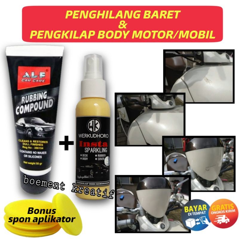 KLIKMAUSHOP Penghilang baret lecet & Pengkilap body motor mobil / obat poles kendaraan