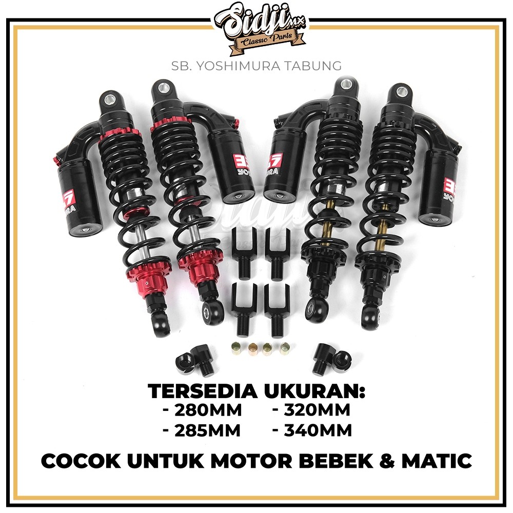 KLIKMAUSHOP Shockbreaker Shock Belakang Yoshimura Tabung 280mm 285 mm 320mm 340mm Bebek Matic Plus A