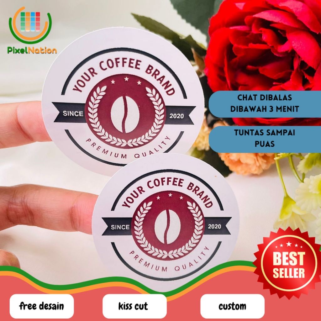 

PiNat Cetak Label Murah Edisi Coffe Stiker Produk Kemasan Botol Cup Coffee Kopi Uk.Kecil