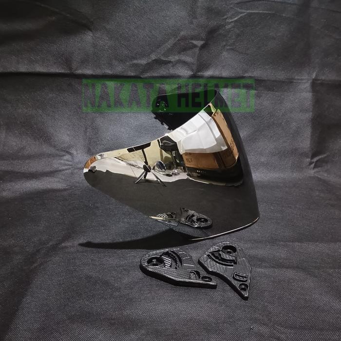 Kaca helm INK TERRA 2 flat visor helmet ink terra 2 warna bening hitam iridium red gold blue silver 