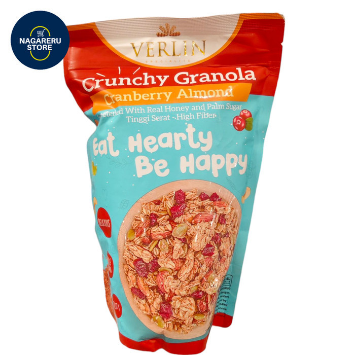 

Verlin crunchy granola cranberry almond with real honey and palm sugar 200gr