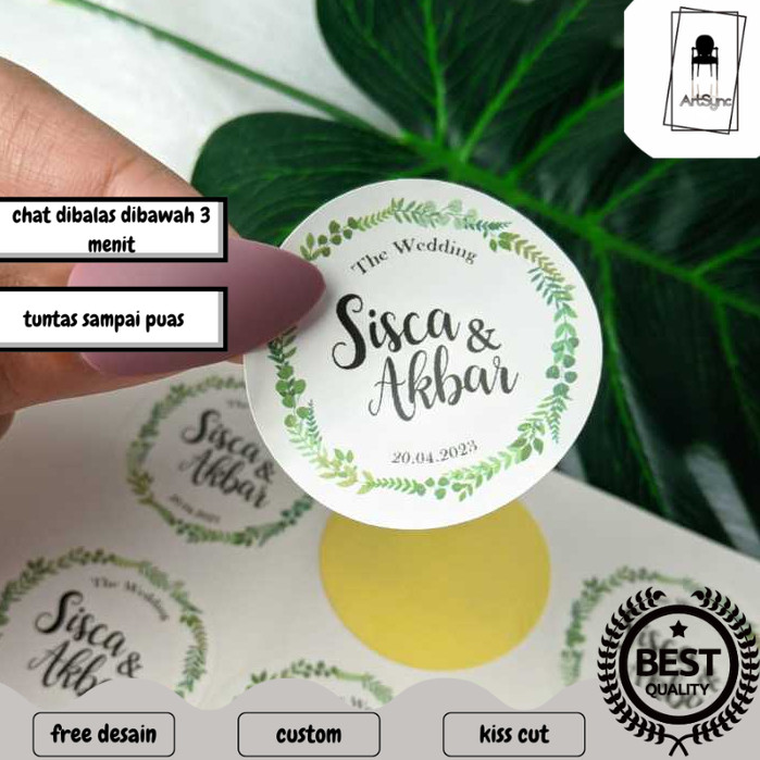 

Syncart Print Stiker Wedding Souvenir Cetak Label Sticker Custom Ucapan Nikah Bulat Chromo