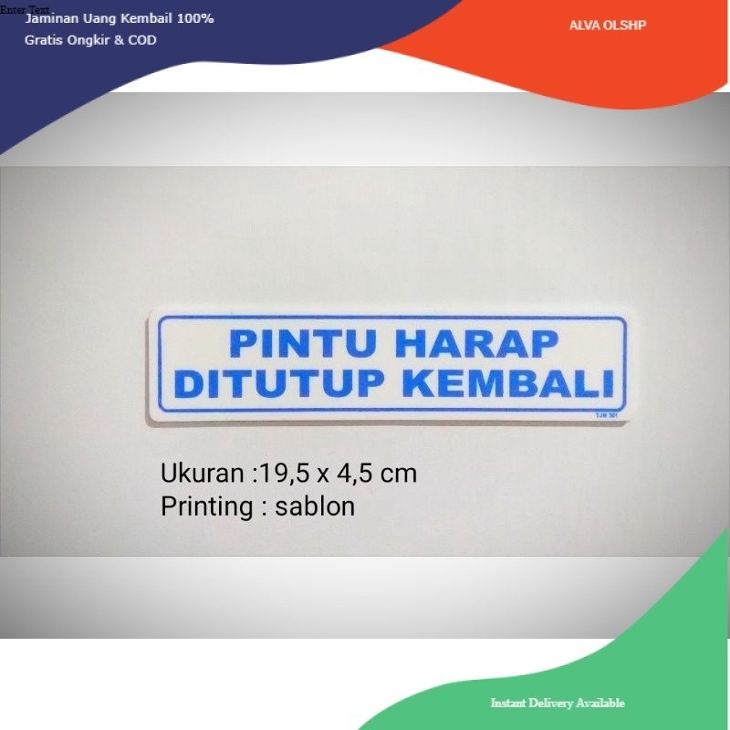

stiker Sign plat Pintu harap ditutup kembali