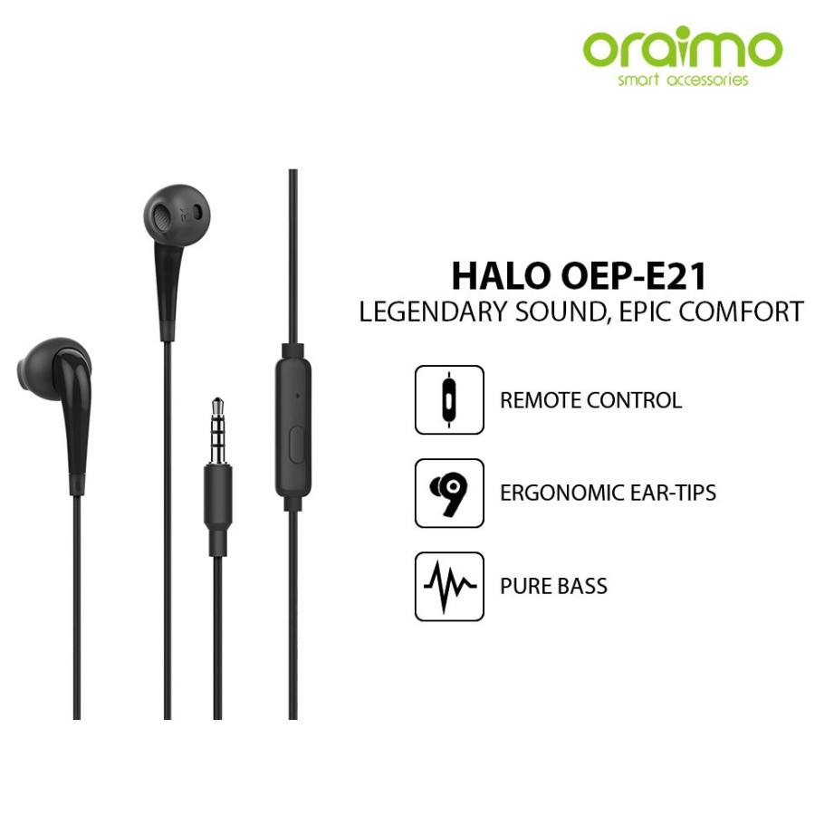 Earphone Oraimo OEP-E21 / OEP E21P Headset Legendary Sound Earphone With Mic OEP E21P