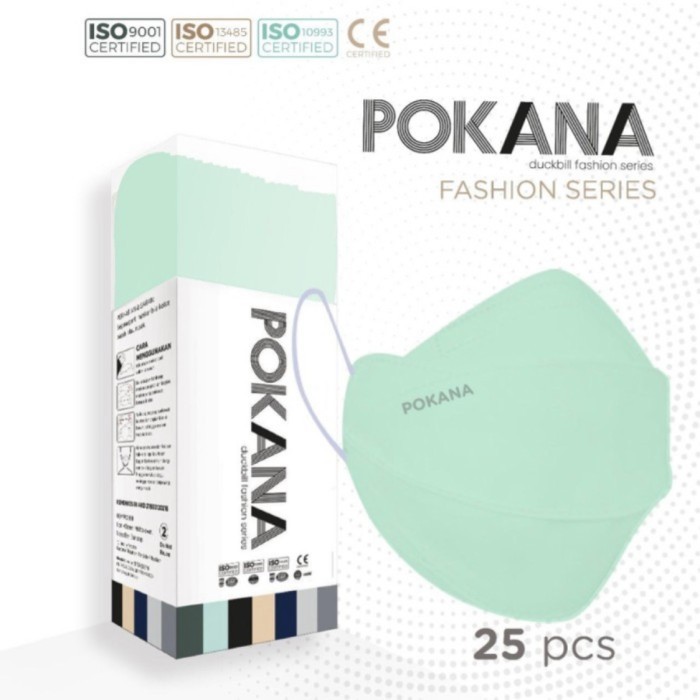 SALE - Masker Pokana Duckbill Fashion Series isi 25 pcs - Mint X Lilac