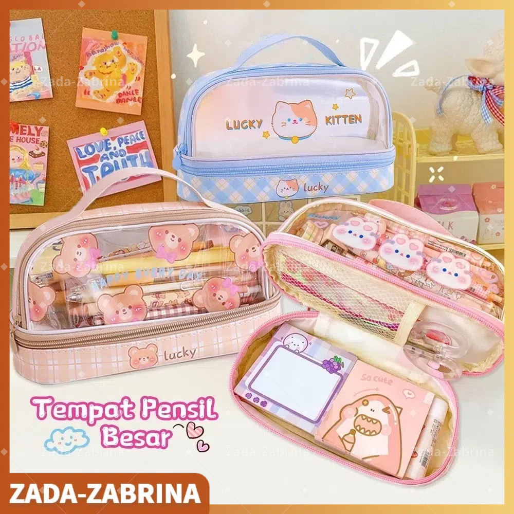 

ZADA Pencil Case Transparan Lucu Kapasitas Besar / Kotak Pensil Simpel Untuk Anak / Tas Pensil Aesthetic-Hadiah Musim Sekolah