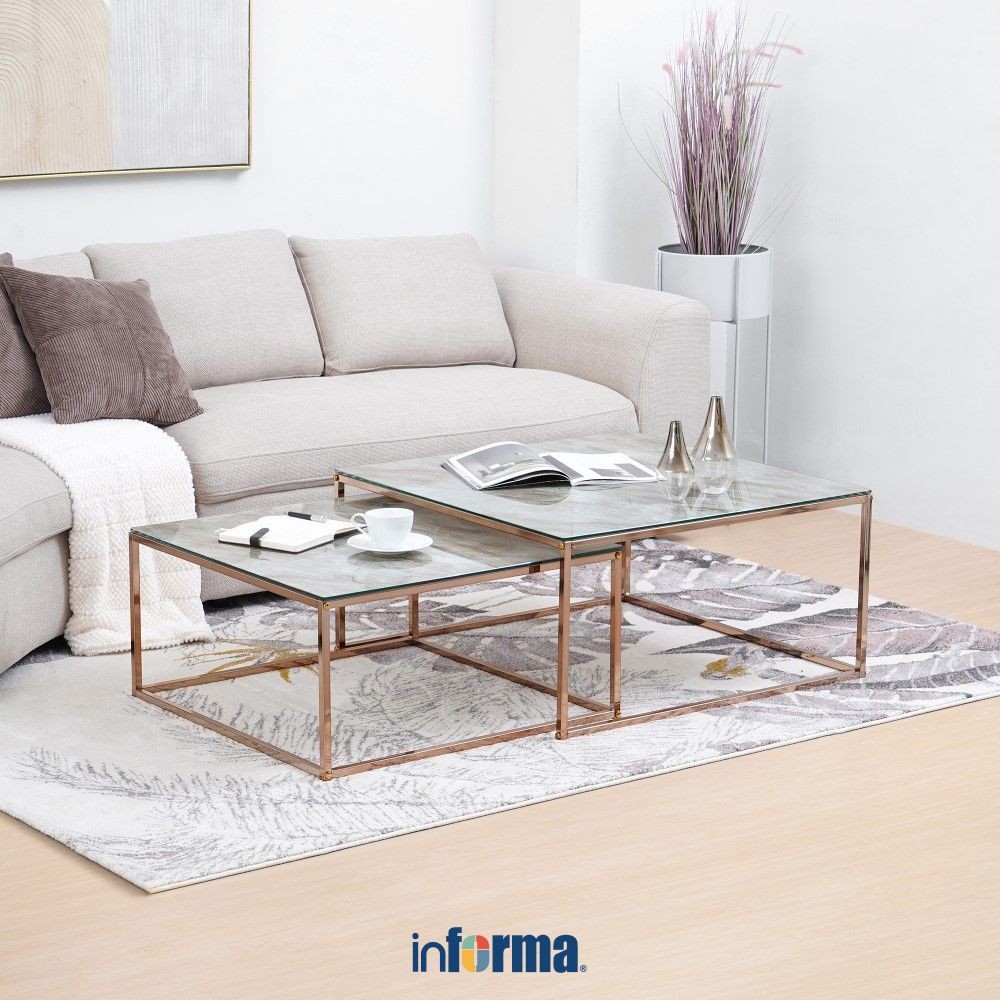 Informa Neo Nara Nest Meja Tamu - Champagne Coffee Table Tamu Serbaguna Furniture Rumah Aesthetic Ke