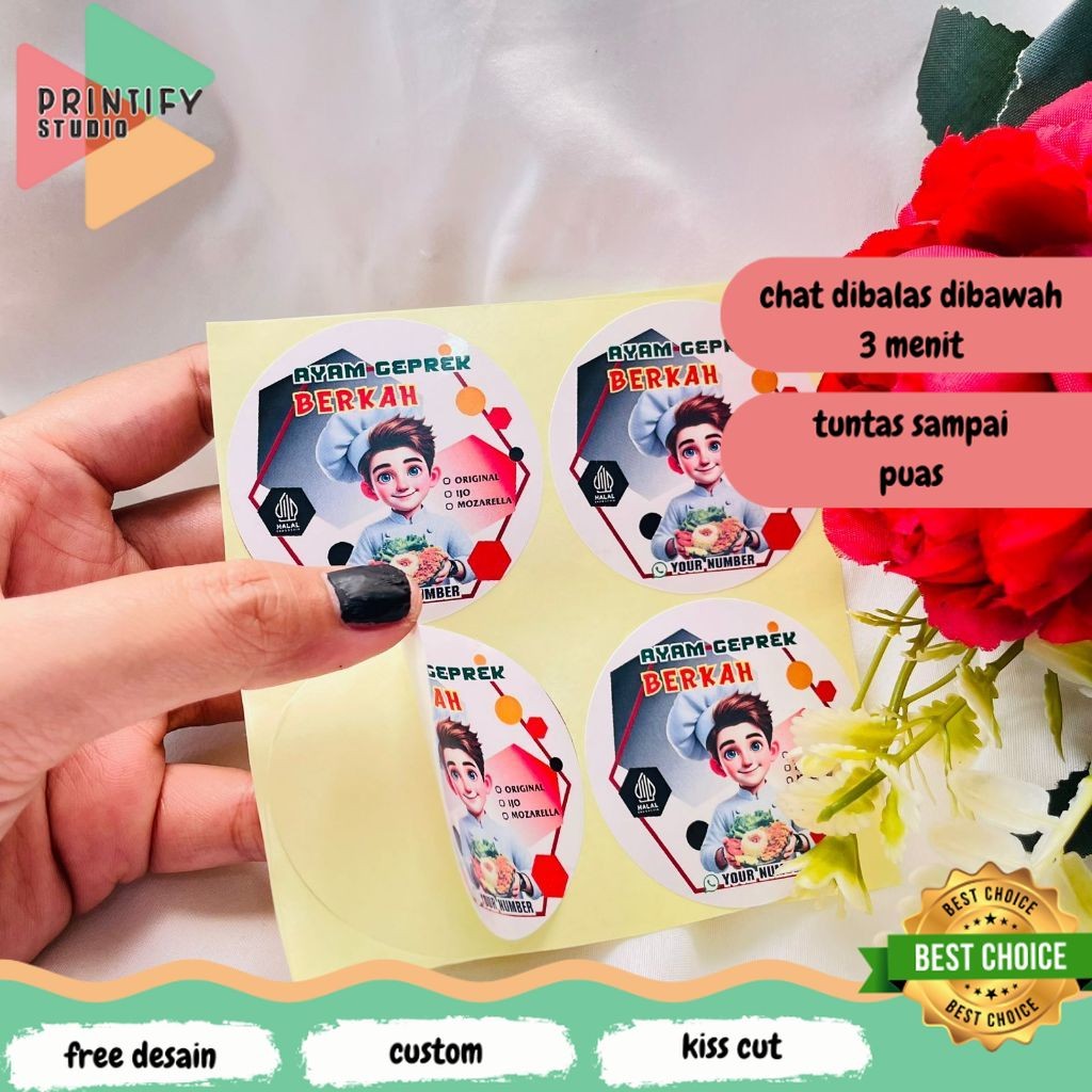 

Printify 2-4 Ready Stiker Makanan Ayam Geprek Box Kardus Catering Sticker Fried Chiken Free Desain