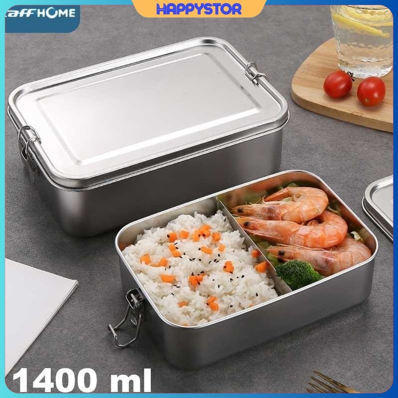 TaffHOME Kotak Makan Lunch Box Stainless Steel 2 Grid 1400ml - UP-14