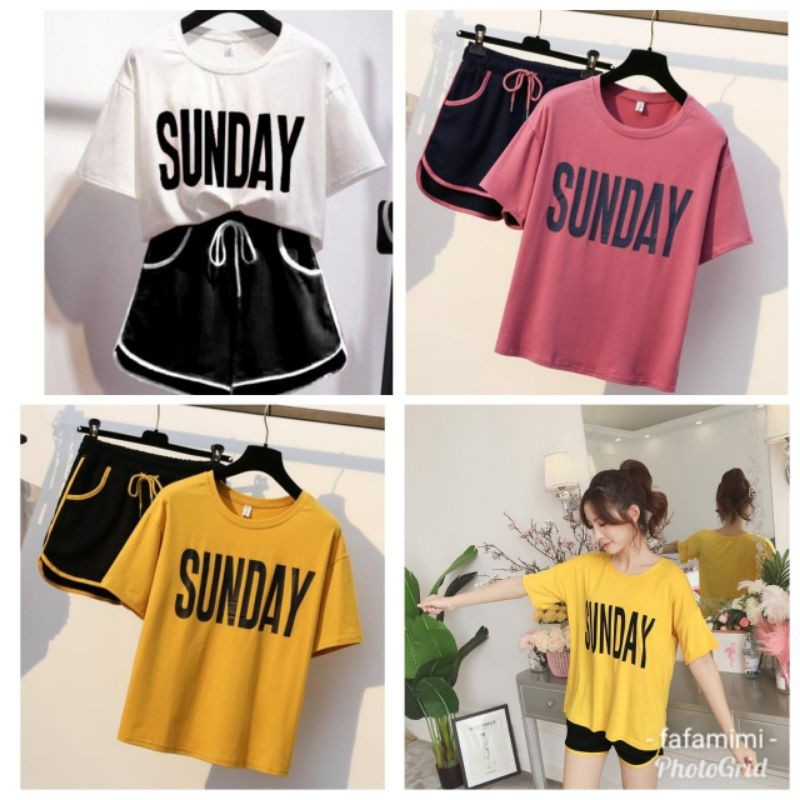 FA108 sunday setcel setelan celana pendek hotpant setelan baju santai baju tidur