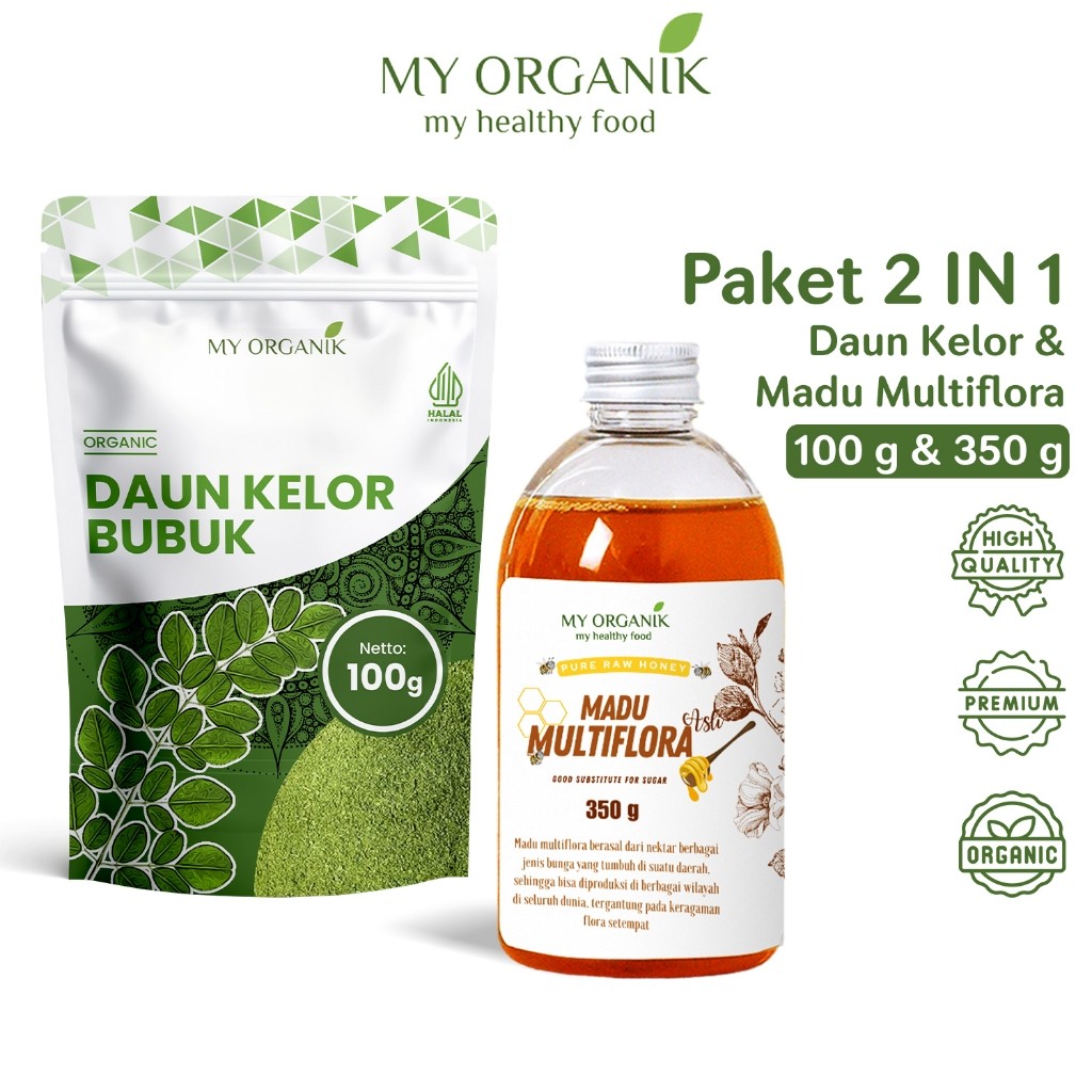 

My Organik Daun Kelor Moringa Bubuk Madu Multiflora Paket 2 in 1 Premium Organik
