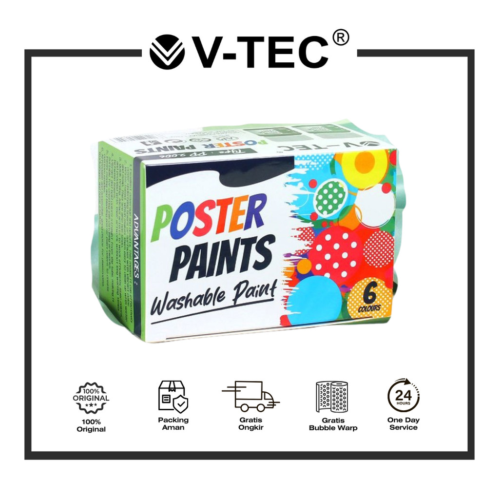 

V-TEC POSTER PAINT PP 2006/20 ML 6 WARNA // PP 2012/ 20 ML 12 WARNA PER PAK