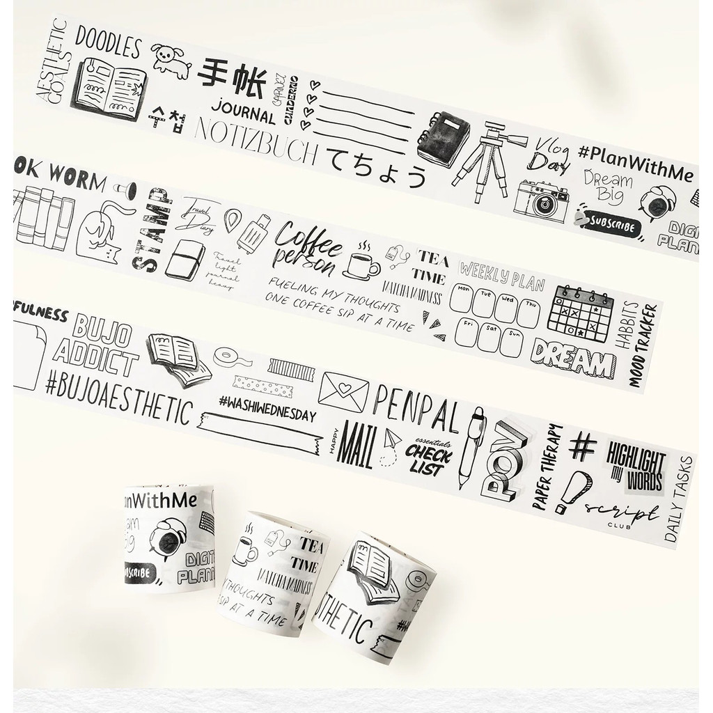 

WT Studio Vintage Journal Notes Washi PET Tape Planner DIY Card Making Scrapbooking Plan Decorative Sticker