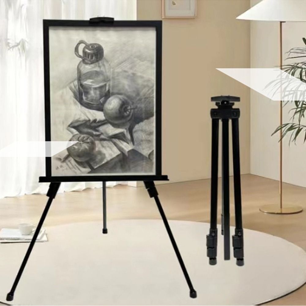 

Adjustable Sketching Easel Black Silver Triangle Aluminum Alloy Sketch Drawing Easel Installation Free Tool Shelf Display Stand