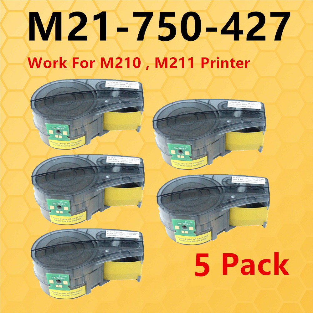 

1~5PK With CHIP Self Lam Vinyl Label Cartridge M21-750-427 Ribbon Maker Tag Work For Brady M210,M211,M210-LAB Labeller Printer
