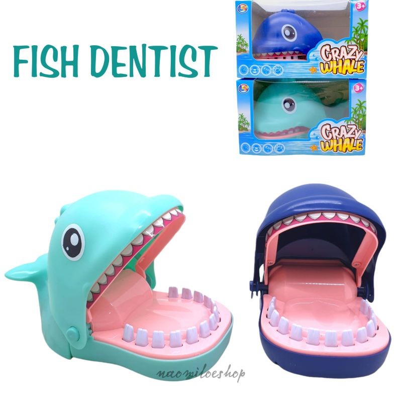 Fish dentist Mainan Anak Whale Gigit Jari Ikan Paus - Mainan Prank Gigit Jari Paus