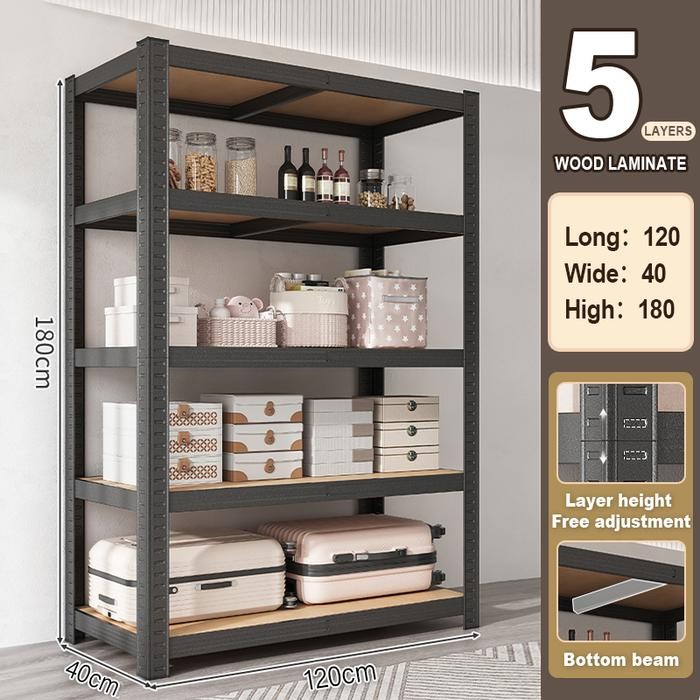 Rak Besi Siku 5 Susun Rak Tanpa Baut Serbaguna Boltless Rack Boltless MDF 5/6 Lapisan Rak Tugas Bera